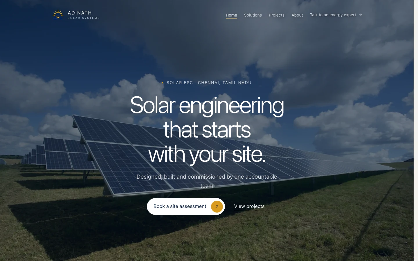 Screenshot of Adinath Solar Systems
